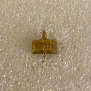 Gold Tone Service Book with Torch Lapel Pin